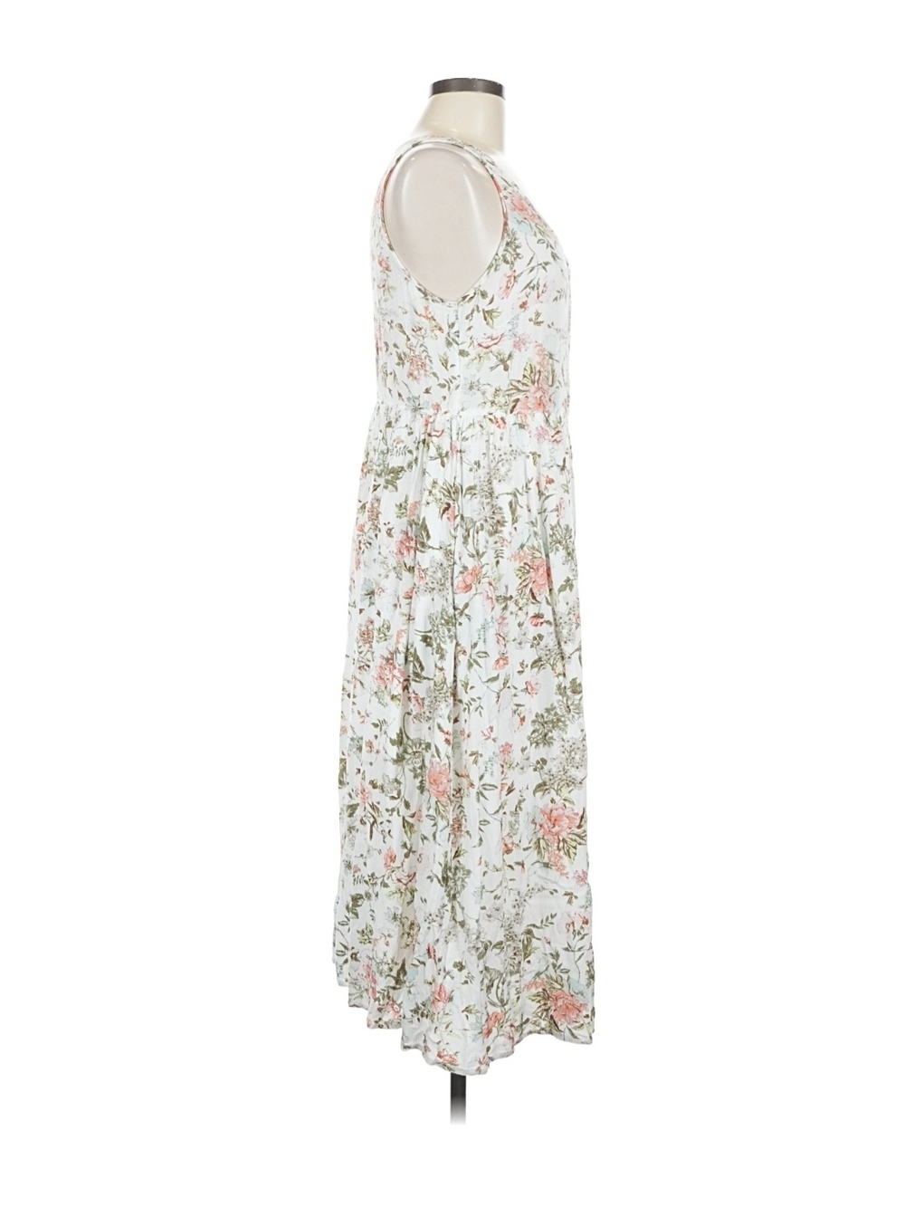 Frye White Floral Maxi Dress with Pink and Green Print - Picture 3 of 4